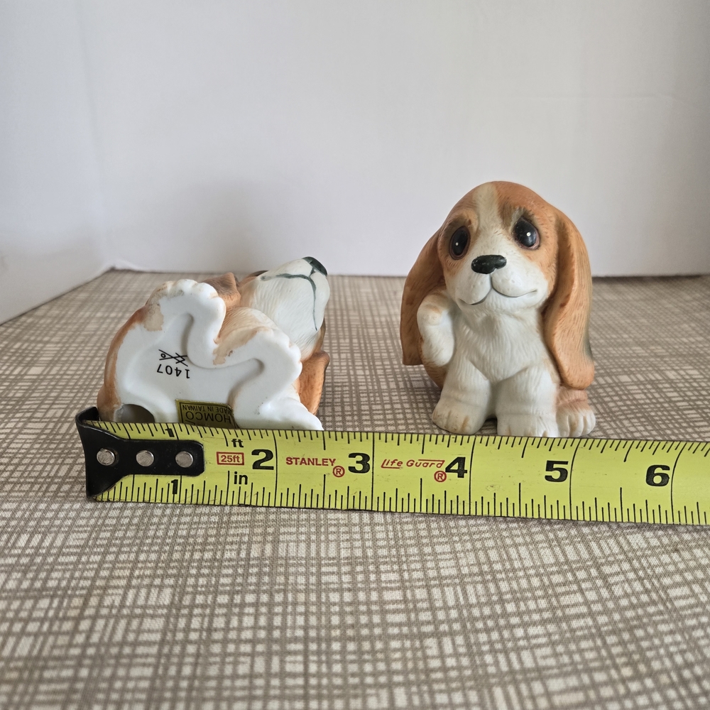 Homco Vintage Adorable Basset Hound Or Beagle Puppy Figurines. - Picture 5 of 5